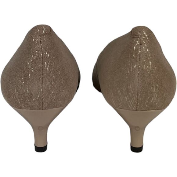 New Trotters Women Shoes US 10 Kitten Heel Pumps Kiera Tan Gold Pointed Toes - Picture 9 of 10